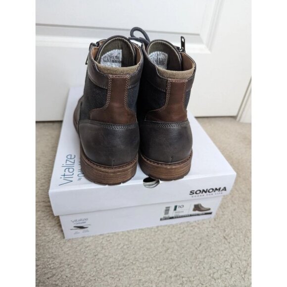 Sonoma Mountrock Grey Leather Canvas Boots Size 10